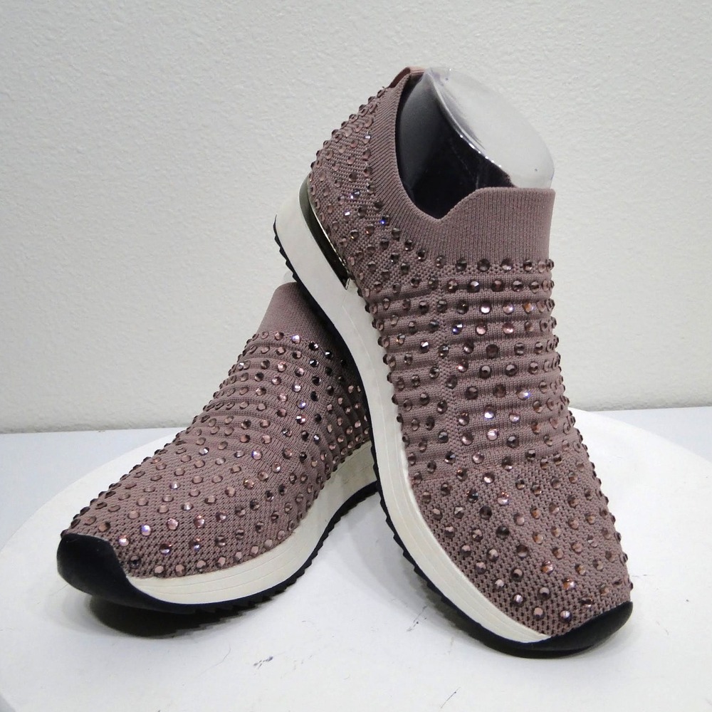 Kenneth Cole Reaction Cameron Jewel Jogger Mauve Rhinestone Slip On Sneakers 7.5 - Picture 9 of 14